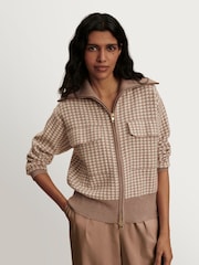 Varley Taupe Ablett Jacquard Knit Jacket - Image 9 of 9