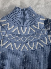 Varley Glacier Blue Marcie Fairisle Pattern Yoke Knit Jumper - Image 11 of 11