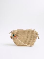 River Island Brown Raffia Flower Shoulder Bag - Image 1 of 5