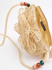 River Island Brown Raffia Flower Shoulder Bag - Image 4 of 5
