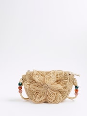 River Island Brown Raffia Flower Shoulder Bag - Image 5 of 5