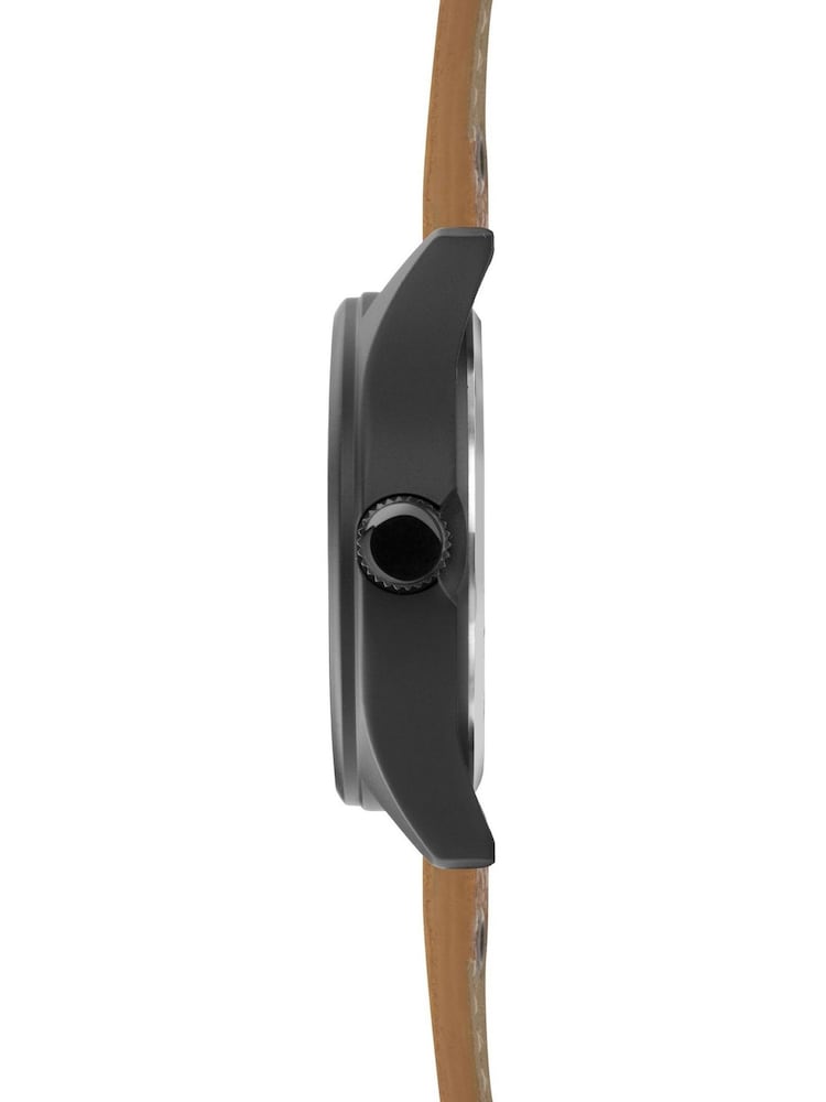 Limit Pilot 43mm Mens Round Black Analogue Watch with Tan Strap - Image 2 of 4