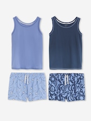Simply Be Blue 2 Pack Ribbed Vest Pyjamas Set - Image 1 of 5