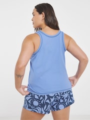 Simply Be Blue 2 Pack Ribbed Vest Pyjamas Set - Image 3 of 5