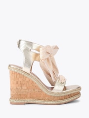 Carvela Gold Sorrento Scarf Wedge Sandals - Image 1 of 4