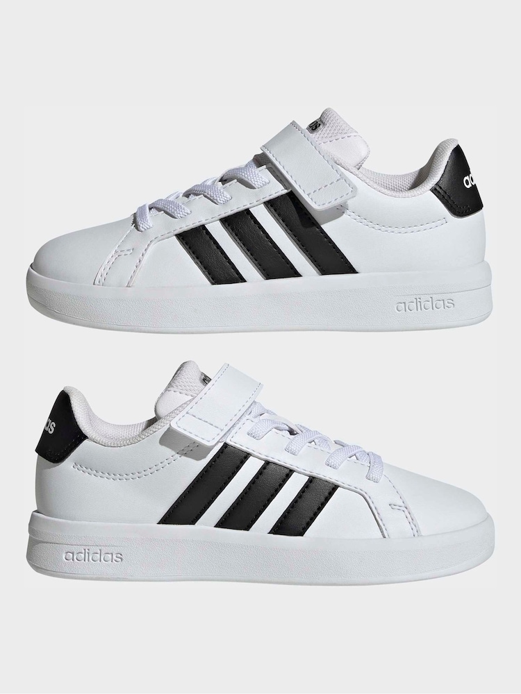 Buy adidas White/Black Grand Court 3.0 Elastic Lace Kids Trainers from Next USA Buy adidas White/Black Grand Court 3.0 Elastic Lace Kids Trainers from Next USA