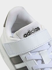 adidas White/Black Grand Court 3.0 Elastic Lace Kids Trainers - Image 8 of 9