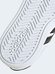 adidas White/Black Grand Court 3.0 Elastic Lace Kids Trainers - Image 9 of 9