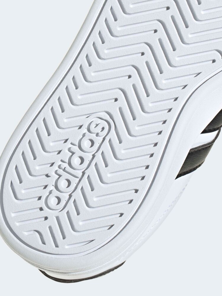 adidas White/Black Grand Court 3.0 Elastic Lace Kids Trainers - Image 9 of 9