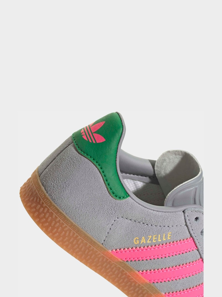 adidas gazelle silver green womens adidas Gazelle Shoes - Kids - Grey Three / Cloud White / Gold