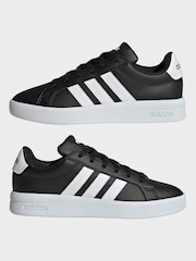 adidas Black/White Grand Court 3.0 Junior Trainers - Image 2 of 9