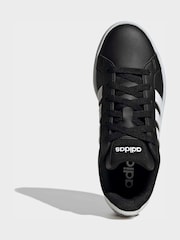 adidas Black/White Grand Court 3.0 Junior Trainers - Image 5 of 9