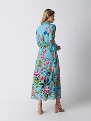 Raishma Blue Olea Tie Waist Floral Print Midi Dress - Image 2 of 3