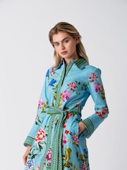 Raishma Blue Olea Tie Waist Floral Print Midi Dress - Image 3 of 3