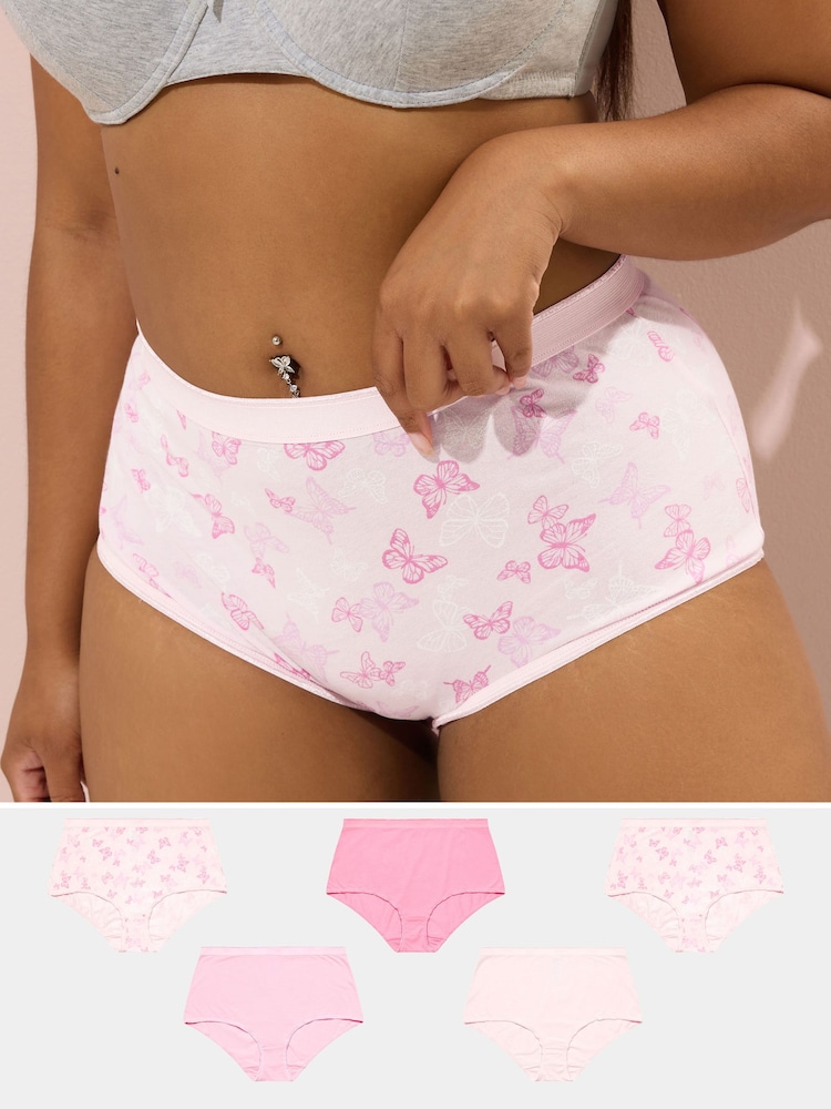 Yours Curve Pink Full Knickers 5 Pack - Image 10 of 10
