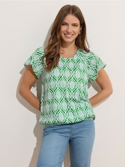 M&Co Blue Abstract Scoop Neck Top - Image 1 of 5