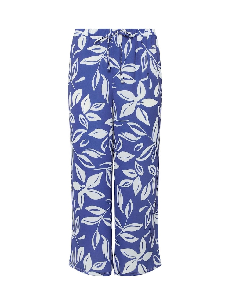 M&Co Blue Abstract Printed Crepe Culottes - Image 1 of 1