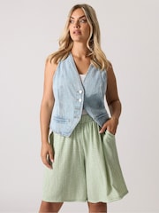 Yours Curve Green Gingham Sage Short - Image 1 of 5