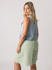 Yours Curve Green Gingham Sage Short - Image 3 of 5