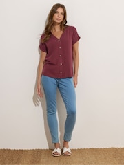 M&Co Red Acid Wash Button Through Blouse - Image 3 of 6