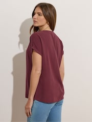 M&Co Red Acid Wash Button Through Blouse - Image 4 of 6