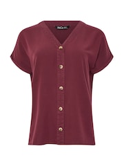 M&Co Red Acid Wash Button Through Blouse - Image 6 of 6