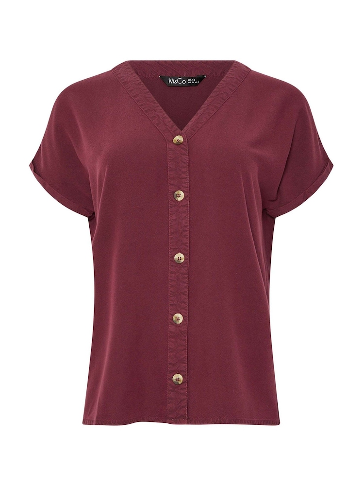 M&Co Red Acid Wash Button Through Blouse - Image 6 of 6