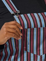 Yours Curve Blue Limited Stripe Denim Pinafore Dress - Image 4 of 5