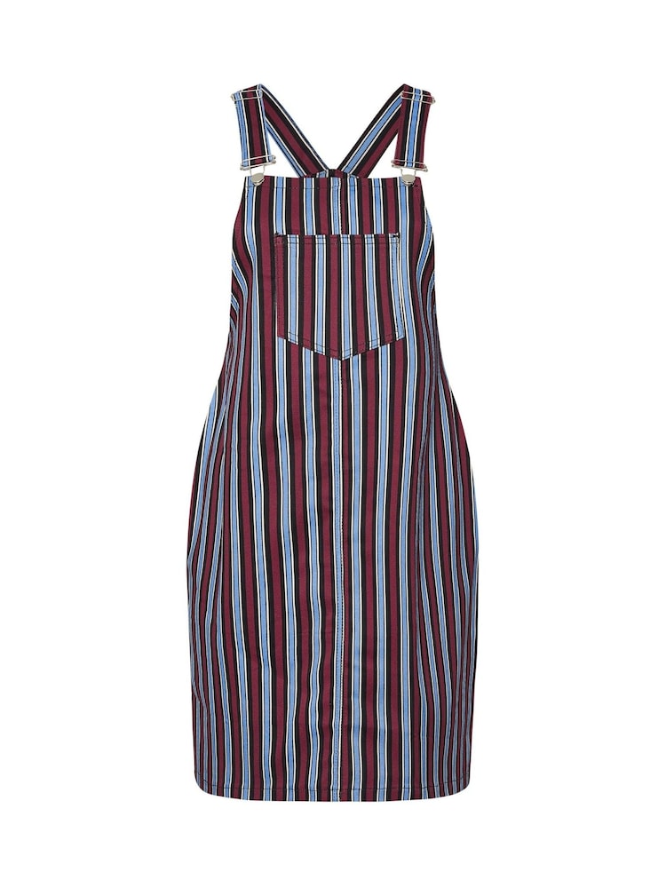 Yours Curve Blue Limited Stripe Denim Pinafore Dress - Image 5 of 5