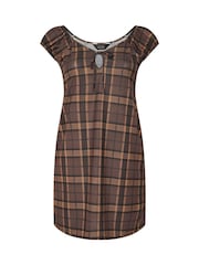 Yours Curve Brown Limited Check Keyhole Mini Dress - Image 5 of 5