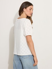 Long Tall Sally Natural Broiderie Puff Sleeve Top - Image 3 of 6