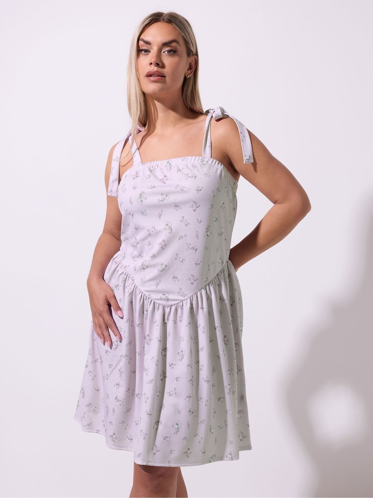 Yours Curve Purple Limited V Dress - Image 1 of 2