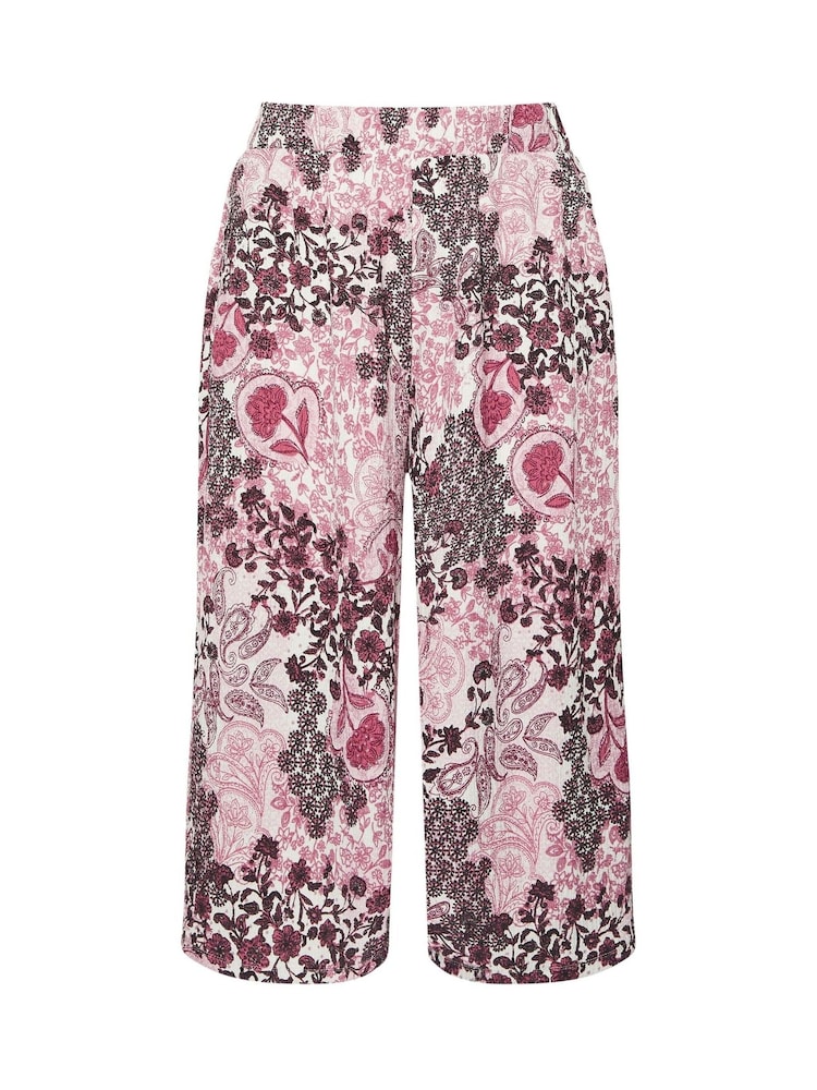 Yours Curve Pink Crinkle Cropped Trousers - Image 5 of 5