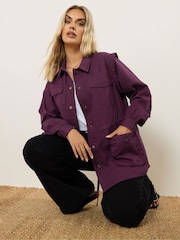 Yours Curve Purple Carpenter Jacket - Image 1 of 6