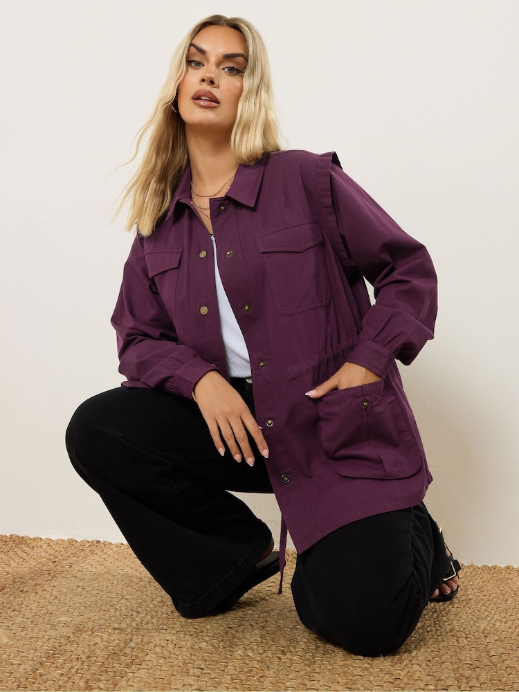Yours Curve Purple Carpenter Jacket - Image 1 of 6