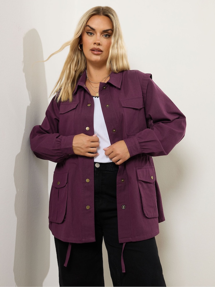 Yours Curve Purple Carpenter Jacket - Image 2 of 6