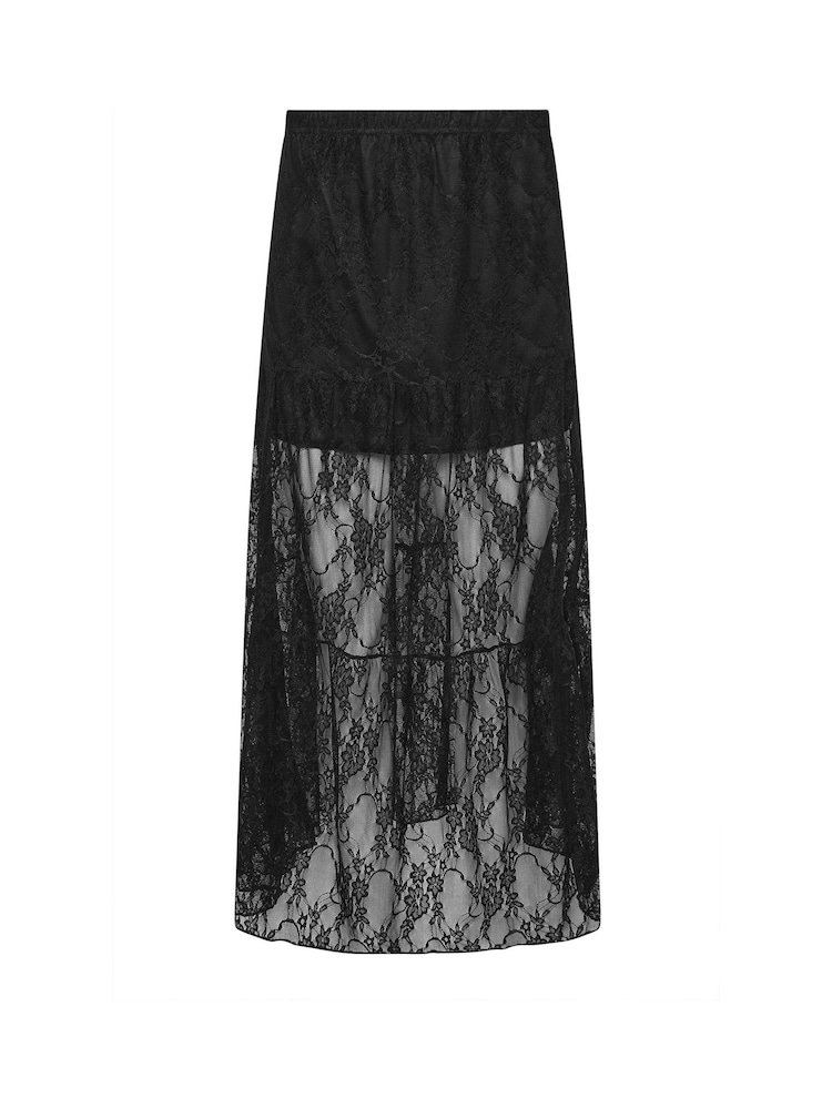 PixieGirl Petite Black Maxi Lace Lined Skirt - Image 1 of 1