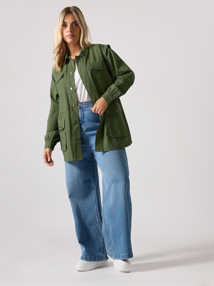 Yours Curve Green Carpenter Jacket - Image 2 of 5