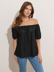 M&Co Black Burnout Scoop Neck Top - Image 2 of 6