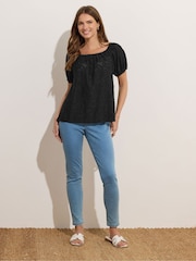 M&Co Black Burnout Scoop Neck Top - Image 3 of 6