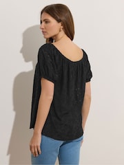 M&Co Black Burnout Scoop Neck Top - Image 4 of 6
