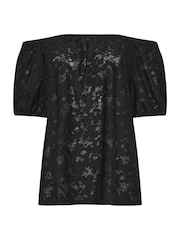 M&Co Black Burnout Scoop Neck Top - Image 6 of 6