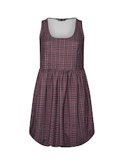 Yours Curve Purple Limited Check Puff Hem Skater Dress - Image 5 of 5