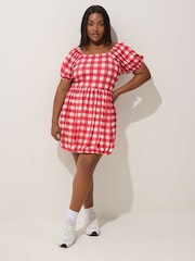 Vestido mini Yours Curve Limited com estampa Gingham e bolinhas - Imagem 1 de 6