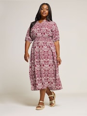 Yours Curve Red Notchneck Midaxi Dress - Image 1 of 5