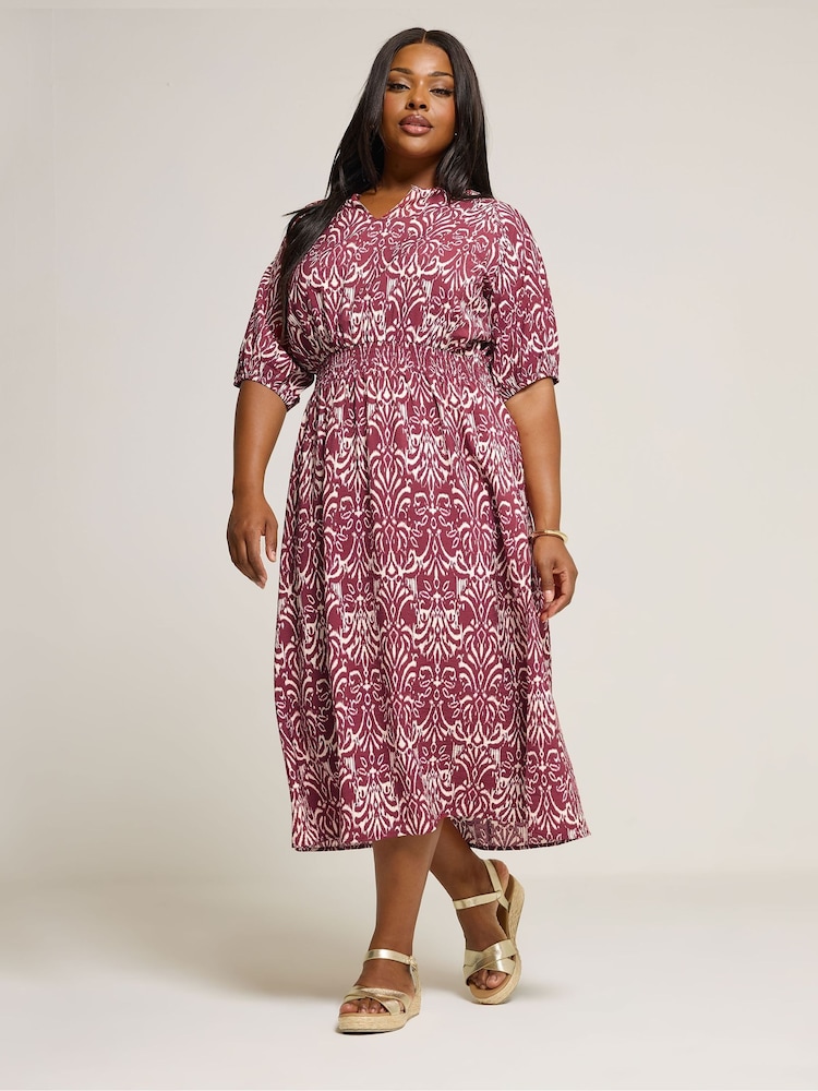 Yours Curve Red Notchneck Midaxi Dress - Image 1 of 5