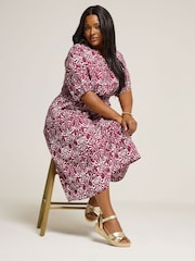 Yours Curve Red Notchneck Midaxi Dress - Image 2 of 5