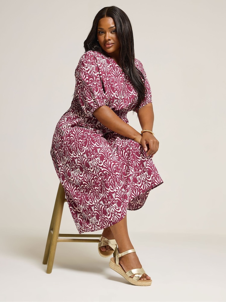 Yours Curve Red Notchneck Midaxi Dress - Image 2 of 5