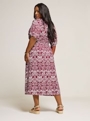 Yours Curve Red Notchneck Midaxi Dress - Image 3 of 5