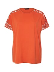 Alaranjado - Camiseta Yours Curve Boxy Crochet Insert - Imagem 5 de 5